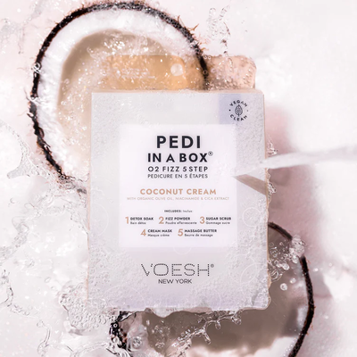 VOESH Coconut Cream Pedi In A Box O2 Fizz Zestaw Do Pedicure 5 Kroków